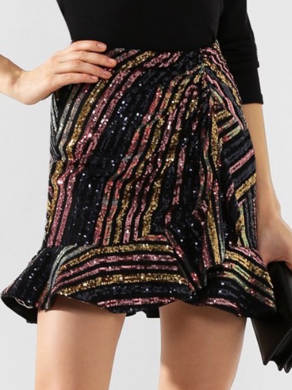 Self-Portrait Stripe Sequin Mini Skirt 4 Resort 2020 RS20-122 asymmetrical HTF
